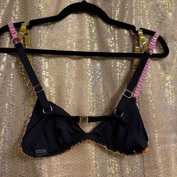 Lily Rose Paradise Black Pink Orange Yellow Gold Plated Chain Triangle Bikini To - Picture 5 of 12
